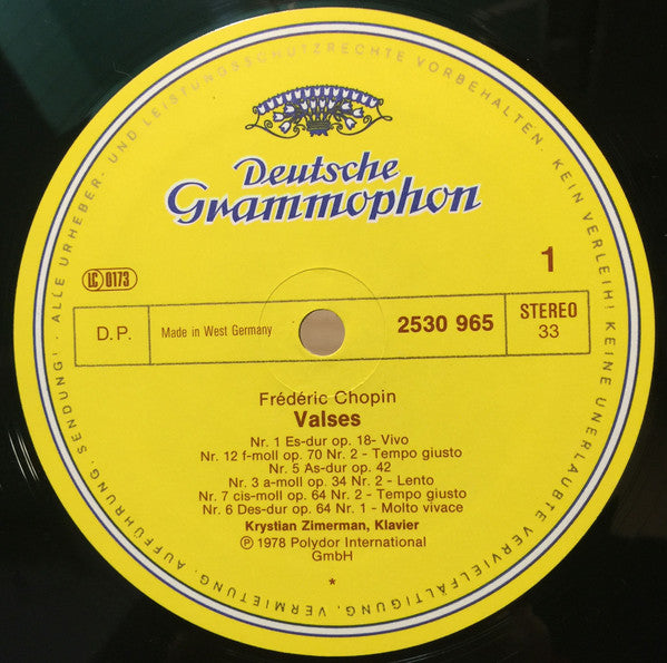 Frédéric Chopin - Krystian Zimerman : 14 Walzer · Waltzes (LP)