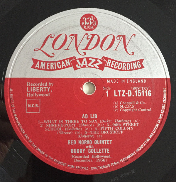 Red Norvo Featuring Buddy Collette : Ad Lib (LP, Album, Mono)