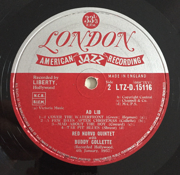 Red Norvo Featuring Buddy Collette : Ad Lib (LP, Album, Mono)