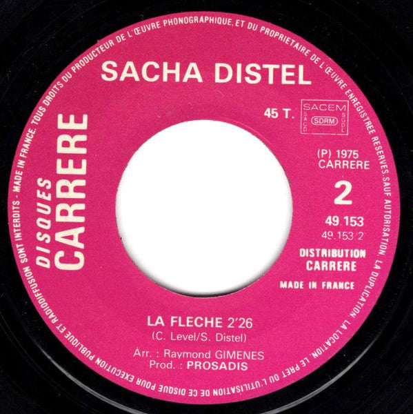 Sacha Distel : Pour Une Nuit Avec Toi (Silverboy) (7", Single)