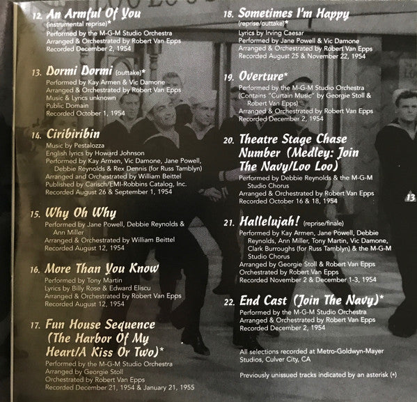 Jane Powell, Tony Martin (3), Debbie Reynolds, Vic Damone, Ann Miller, Kay Armen : Hit The Deck (CD, RE)