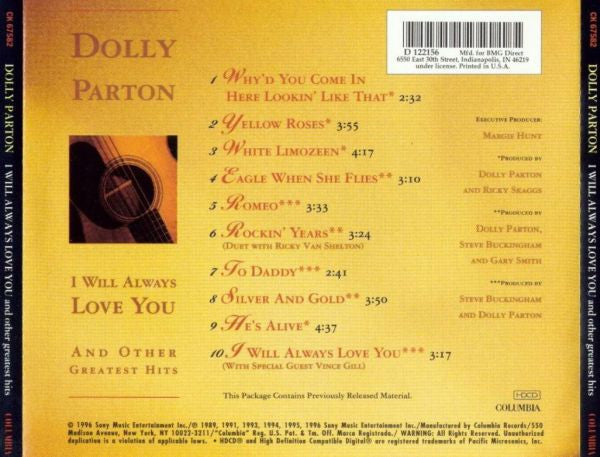 Dolly Parton : I Will Always Love You And Other Greatest Hits (HDCD, Comp, Club)