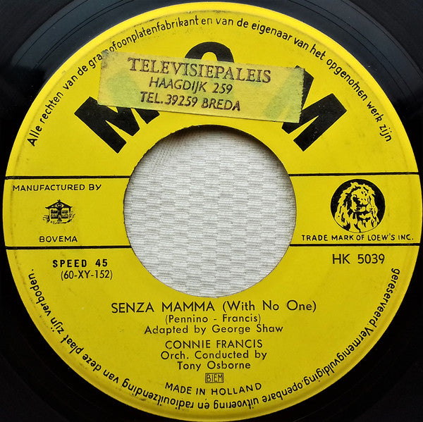 Connie Francis : Many Tears Ago / Senza Mama (With No One)  (7", Single)