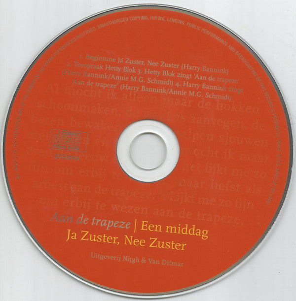 Harry Bannink, Hetty Blok : Aan De Trapeze (Een Middag Ja Zuster, Nee Zuster) (CD, EP, Ltd, Rel)