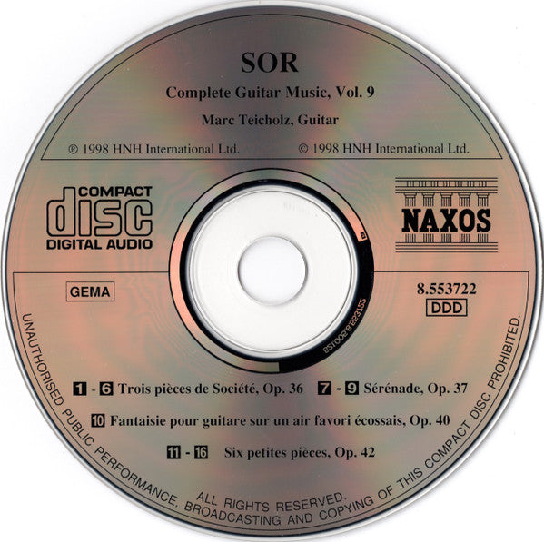 Fernando Sor, Marc Teicholz : Complete Guitar Music, Vol. 9 (CD, Album)