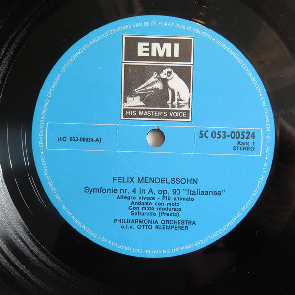 Felix Mendelssohn-Bartholdy, Robert Schumann, Otto Klemperer, Philharmonia Orchestra : Symfonie Nr 4 In A, Op 90 "Italiaanse" / Symfonie Nr 4 In D, Op. 120 (LP, Album)