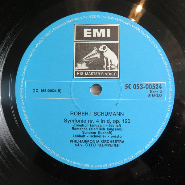 Felix Mendelssohn-Bartholdy, Robert Schumann, Otto Klemperer, Philharmonia Orchestra : Symfonie Nr 4 In A, Op 90 "Italiaanse" / Symfonie Nr 4 In D, Op. 120 (LP, Album)