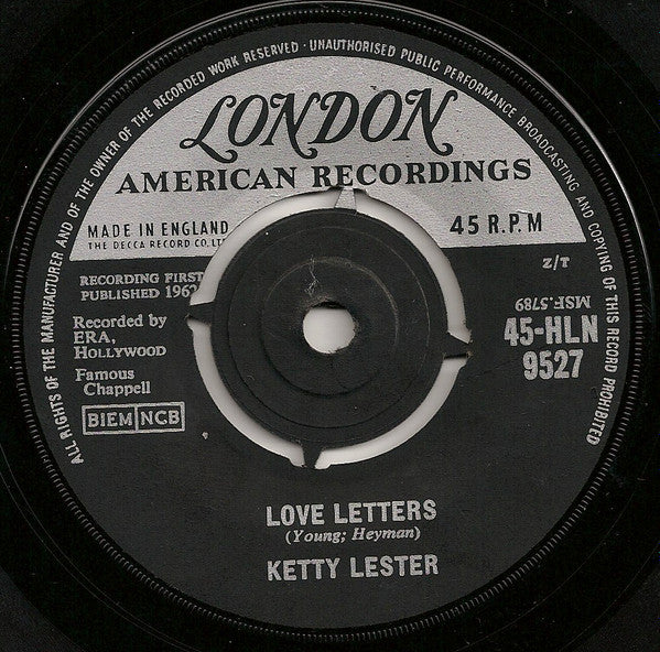 Ketty Lester : Love Letters (7", Single, RP, Z/T)