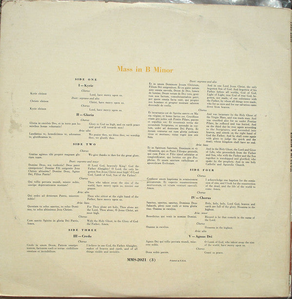 Johann Sebastian Bach, Münchener Lehrer-Gesangverein, Bayerisches Staatsorchester, Günther Ramin : Mass In B Minor (2xLP, Mono, Gat)