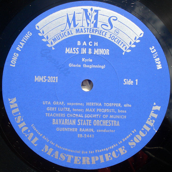 Johann Sebastian Bach, Münchener Lehrer-Gesangverein, Bayerisches Staatsorchester, Günther Ramin : Mass In B Minor (2xLP, Mono, Gat)