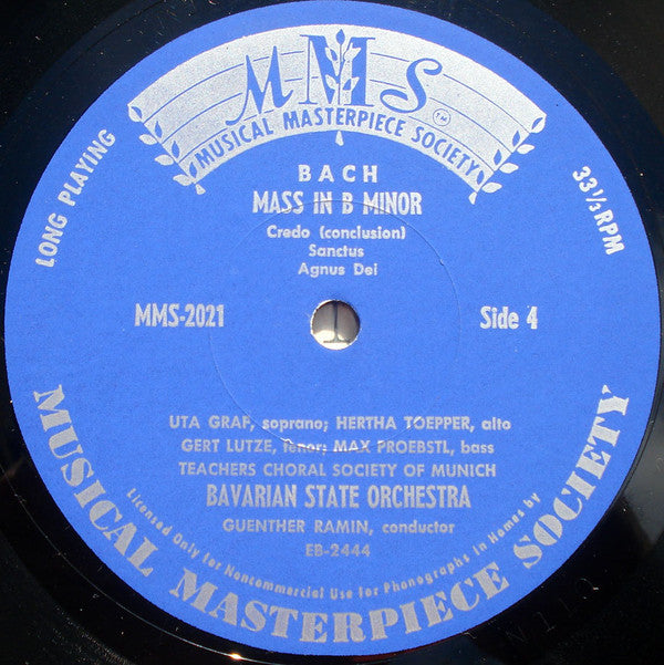 Johann Sebastian Bach, Münchener Lehrer-Gesangverein, Bayerisches Staatsorchester, Günther Ramin : Mass In B Minor (2xLP, Mono, Gat)