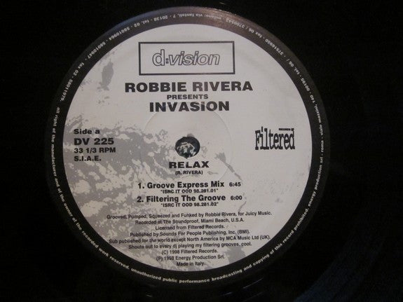 Robbie Rivera Presents Invasion (2) : Relax (12")