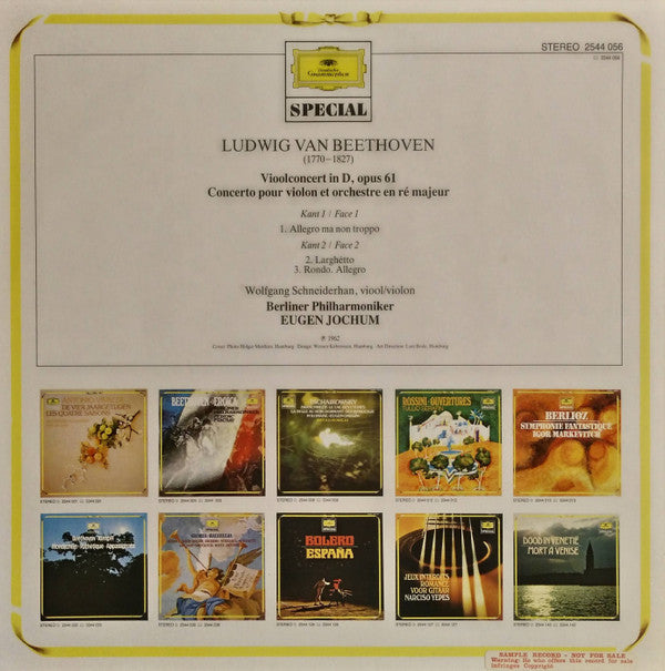 Berliner Philharmoniker : Vioolconcert In D, Opus 61. Concerto Pour Violon Et Orchestre En Ré Majeur (LP)