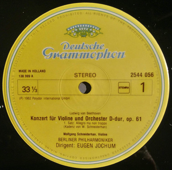 Berliner Philharmoniker : Vioolconcert In D, Opus 61. Concerto Pour Violon Et Orchestre En Ré Majeur (LP)