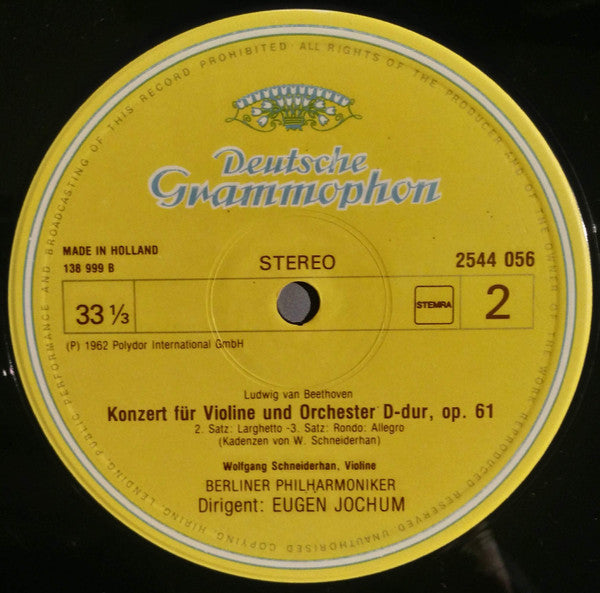 Berliner Philharmoniker : Vioolconcert In D, Opus 61. Concerto Pour Violon Et Orchestre En Ré Majeur (LP)