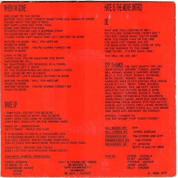 S.T.P. (2) : Hate Is The Move (7", Single)