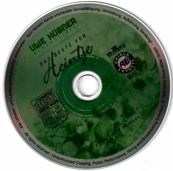 Heintje : Uwe Hübner Präsentiert: Das Beste Von Heintje (CD, Comp)