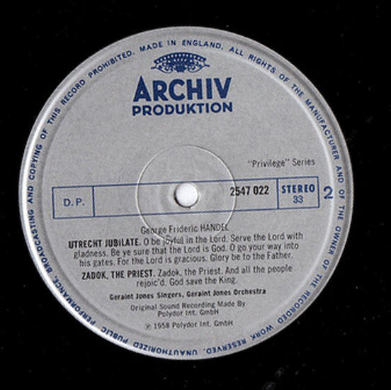 Georg Friedrich Händel : Utrecht Te Deum - Jubilate - Zadok The Priest (LP, Album)
