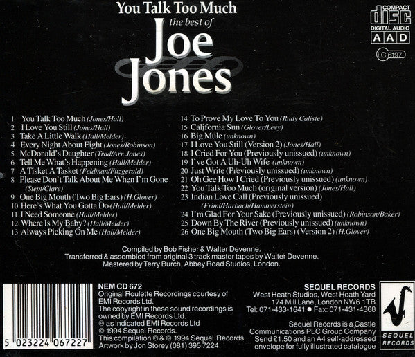 Joe Jones (2) : You Talk Too Much - The Best Of Joe Jones (CD, Comp)