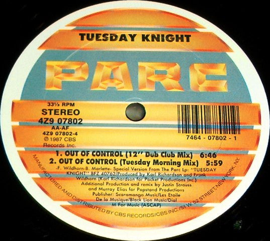 Tuesday Knight : Out Of Control (12")