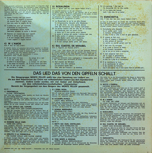 Coro Monte Peller - Cles : Canto Che Viene Dalle Vette (LP)