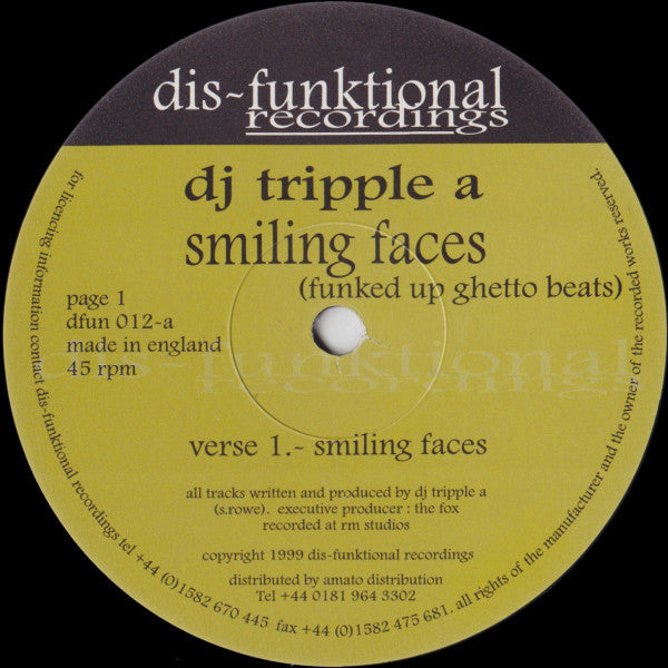 DJ Tripple A : Smiling Faces (12")