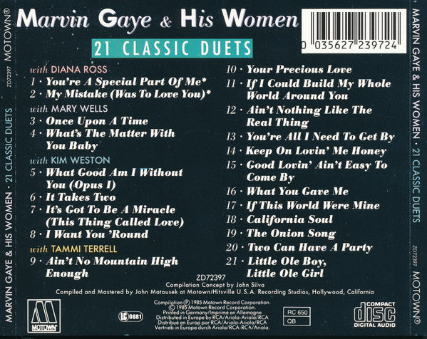 Marvin Gaye With Diana Ross, Mary Wells, Kim Weston, Tammi Terrell : Marvin Gaye & His Women - 21 Classic Duets (CD, Comp)