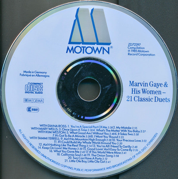 Marvin Gaye With Diana Ross, Mary Wells, Kim Weston, Tammi Terrell : Marvin Gaye & His Women - 21 Classic Duets (CD, Comp)
