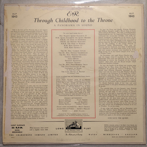 Queen Elizabeth II : Through Childhood To The Throne - A Panorama In Sound (LP)