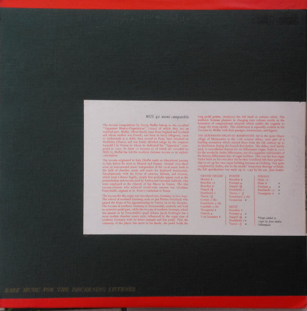 Georg Muffat, Heinz Markus Göttsche : Toccatas From The Apparatus Musico - Organisticus (LP)