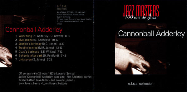 Cannonball Adderley : Jazz Masters (100 Ans De Jazz) (CD, Album, RE, Liv)