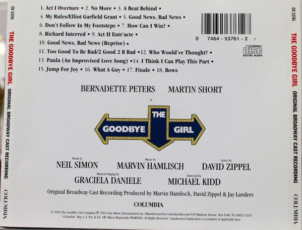 Marvin Hamlisch, David Zippel - Bernadette Peters, Martin Short : The Goodbye Girl: The Musical (Original Broadway Cast Recording) (CD, Album)