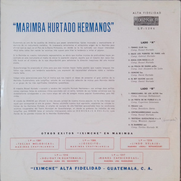 Hurtado Hermanos : Marimba Hurtado Hermanos (LP)