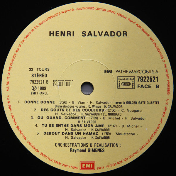Henri Salvador : Des Gouts Et Des Couleurs (LP, Album)