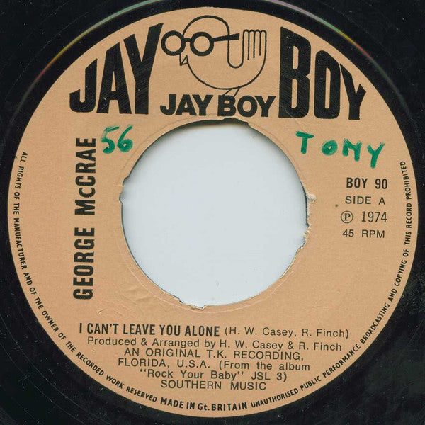 George McCrae : I Can't Leave You Alone (7", Single)