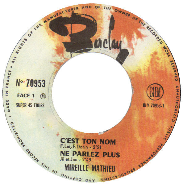 Mireille Mathieu : C'est Ton Nom (7", EP)