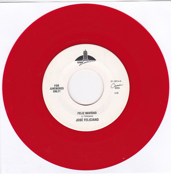 José Feliciano  /  Glen Campbell : Feliz Navidad / Blue Christmas (7", Single, Jukebox, Red)