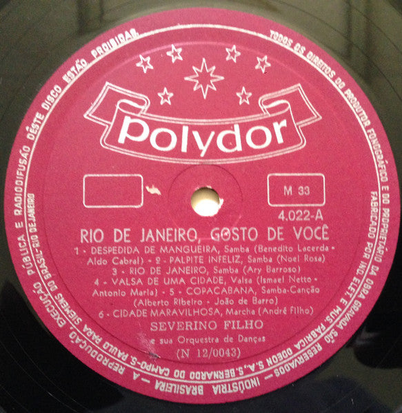 Orquestra Severino Filho : Rio De Janeiro, Gosto De Você (LP, Album)