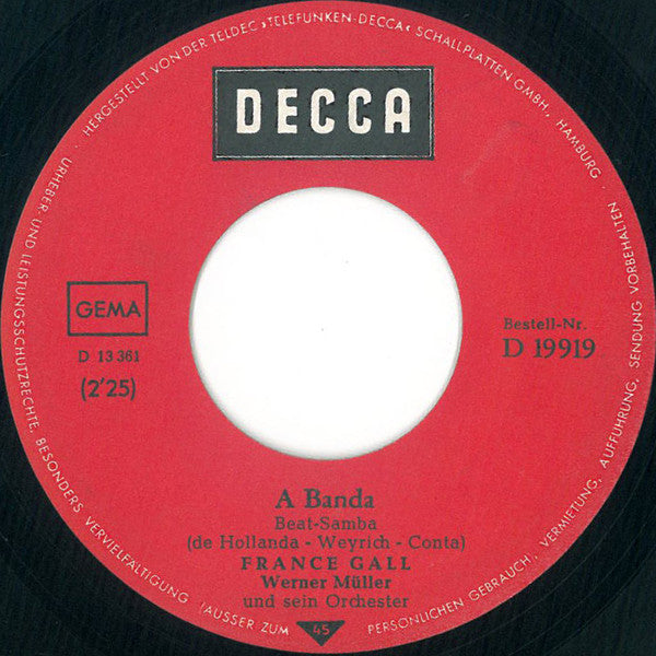 France Gall : A Banda  (7", Single)