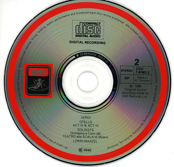 Giuseppe Verdi - Placido Domingo, Katia Ricciarelli, Justino Diaz, Orchestra Del Teatro Alla Scala E Coro Del Teatro Alla Scala, Lorin Maazel : Otello (2xCD, Album + Box, Sli)