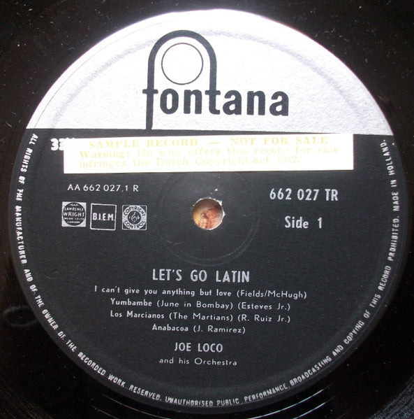 Joe Loco And His Orchestra : Let's Go Latin (10")