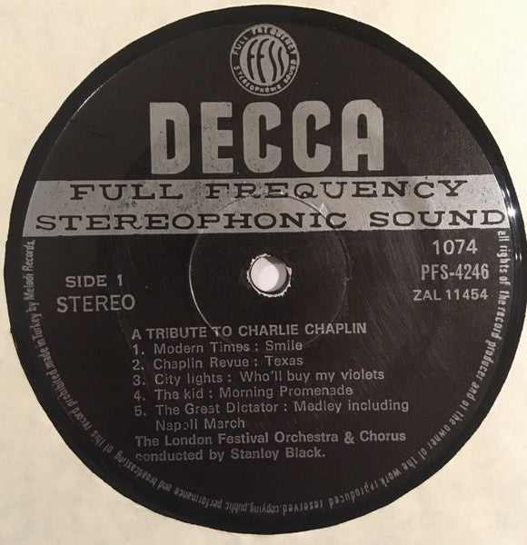 Stanley Black Conducting The London Festival Orchestra & Chorus* : A Tribute To Charlie Chaplin (LP, Album)