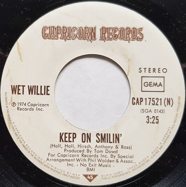 Wet Willie : Keep On Smilin' (7", Single)