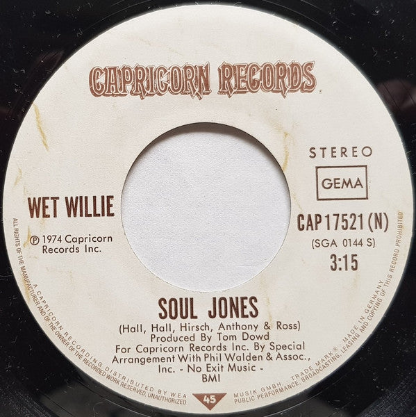 Wet Willie : Keep On Smilin' (7", Single)