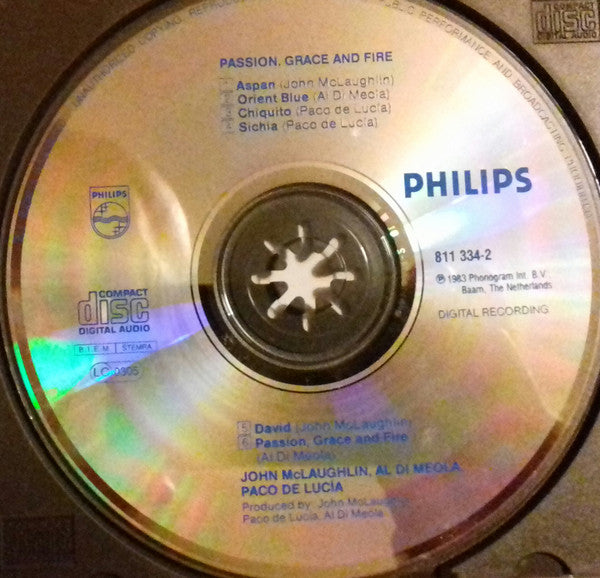 John McLaughlin - Al Di Meola - Paco De Lucía : Passion, Grace & Fire (CD, Album)