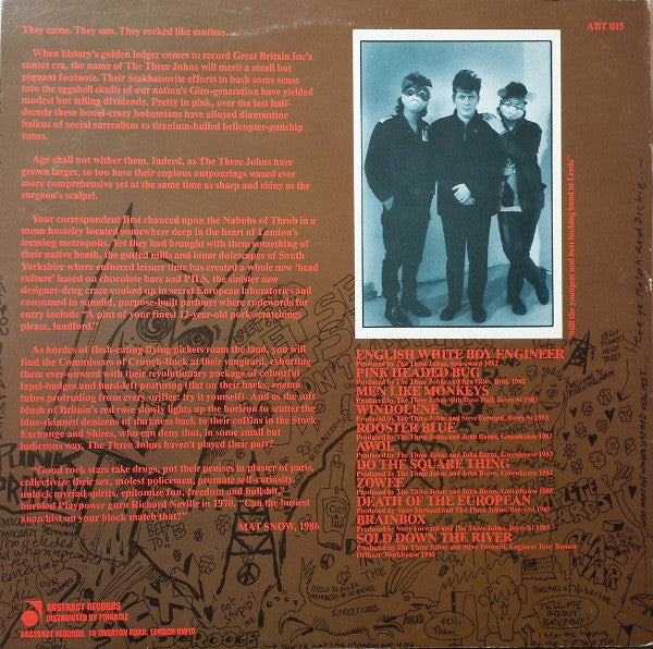 The Three Johns : (Crime Pays…Rock And Roll In The) Demonocracy - The Singles 1982-1986 (LP, Comp)