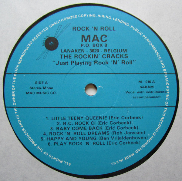 The Rockin' Cracks : Just Playing Rock & Roll (LP, Album)