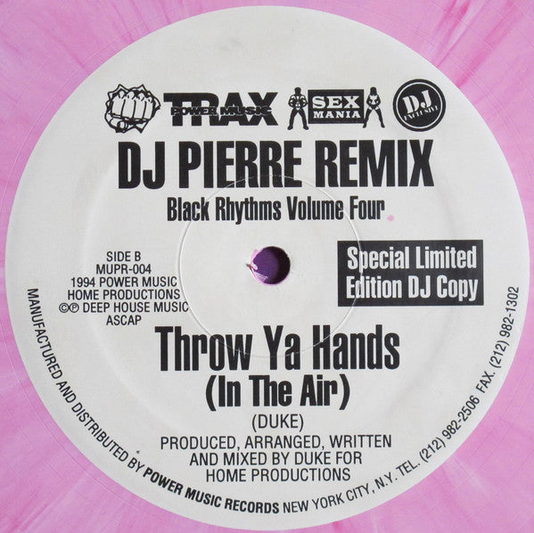 Black Rhythms : Throw Ya Hands (In The Air) (12", Ltd, S/Edition, Pin)