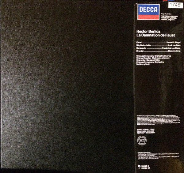 Hector Berlioz, Georg Solti, Kenneth Riegel, Frederica von Stade, José van Dam, Malcolm King, Chicago Symphony Orchestra & Chicago Symphony Chorus : La Damnation De Faust (3xLP + Box)