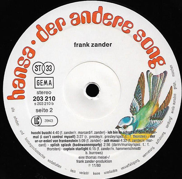 Frank Zander : Frank Zander (LP, Comp)